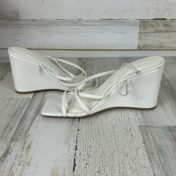 Open Edit womens sz 8B White wedge heel open toe sandals - Picture 6 of 7